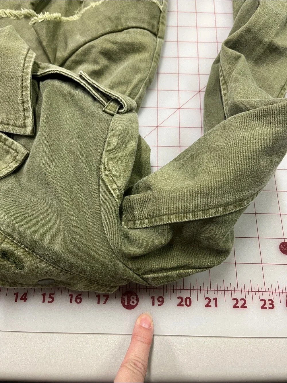 ANTHROPOLOGIE HEI HEI Modern Arty Ruffle Peplum Olive Utility Tie-Waist Jacket S